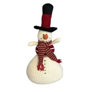 Gund Snowman Vintage Plush Striped Scarf Black Top Hat Embroidered Accents 14”